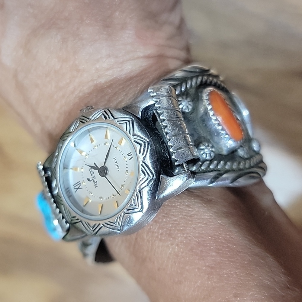 1950's Rare Navajo Sidewinder Cuff Bracelet Watch - Picture 4 of 16